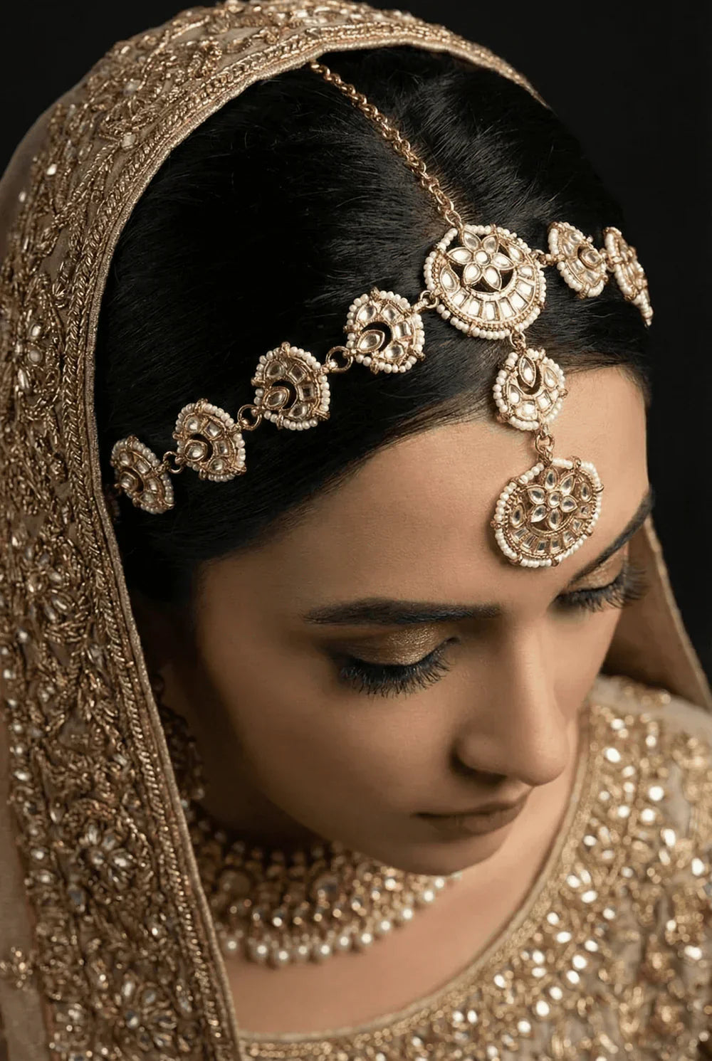 Traditional Sheesh Patti with Kundan Embellishments